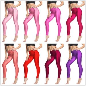 Women's Leggings Shiny Skinny Women Elastic Tights Fitting Pants Solid Candy-colored Fluorescent Pant Sunscreen Legging Casual Trousers