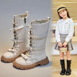 Botas crianças princesa botas longas crianças para meninas do bebê botas altas outono inverno moda coreana botas quentes neve macia mar-tin sapatos 231115