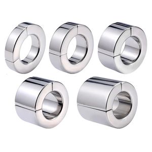 Vibrators Magnetic Lock Metal Scrotum Pendant Ball Stretcher Testis Weight Cock Ring Penis Restraint Stainless Steel Sex Toys for Men 231115