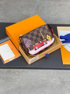 Marka çantaları kadın madeni para cüzdanlar ayçiçeği mini pochette depolama cüzdanları kahve ekose vivi araba kart çantaları lüks tasarımcı omuz çantaları totes bayanlar zippy cüzdanlar cep