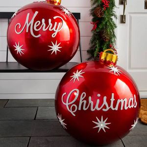 Christmas Decorations 60CM Outdoor Christmas Inflatable Decorated Ball Made PVC Giant No Light Large Balls Atmosphere Decorations Outdoor Toy Ball 231115