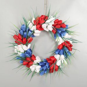 Decorative Flowers Wreaths Greenery American Patriotic Hydrangea Independence Day Artificial Garland Ing Silk Flower Front Door Decors