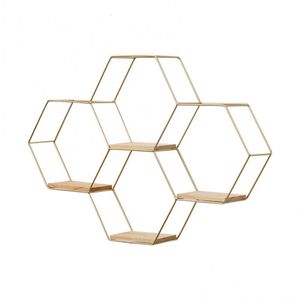 Objetos decorativos Figuras de ferro hexagonal nórdico Stand Small Pot Wall Holder prateleira de armazenamento de metal de metal prateleiras 230414