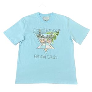 Herren-T-Shirt, Designer-Hemden, hellblaues Grafik-T-Shirt, Herren-Shirt, Sommer, modischer, lässiger Druck, hochwertige Kurzarm-Free-People-Kleidung, Casa-Blanca-Shirt mit Rundhalsausschnitt