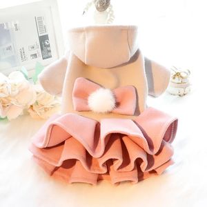 Hundkläder Autumn Winter Dog Cat Clothes Thick Princess Kjol Sweet Bowknot Dress Clothes Teddy Pet Dog Clothes For Small Dogs 231114