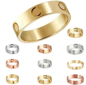 Anel de designer Womens Love Ring Mens Designer Heart Band Anéis Casal Jóias Titanium Steel Band Moda Clássico Ouro Prata Rosa Parafuso de cor com diamantes