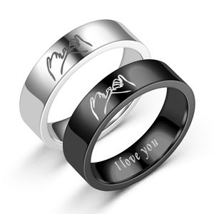 Para pierścieni Voleaf 2023 Modna Tytan Stalowa Para ręka In I Love You Retro Pierścień Prosty biżuterię VRG111 DROP BINECTRY DHTG1