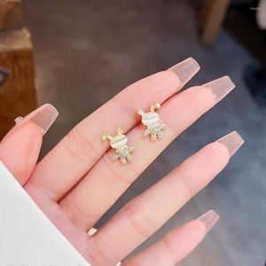 Stud Earrings Small Doll Zircon Lucky Love Heart Mother's Day Woman Girl Wedding Blessing Ear Studs Jewelry