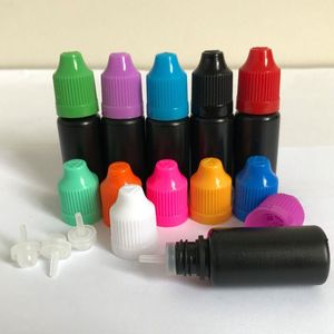 10ml 30ml frasco conta-gotas preto garrafas vazias de plástico com pontas longas e finas à prova de adulteração tampa de segurança à prova de crianças garrafas de agulha líquida hwpvt