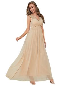 V-neck Lace and Chiffon Floor-length Bridesmaid Dress Bridesmaids' & Formal Dresses