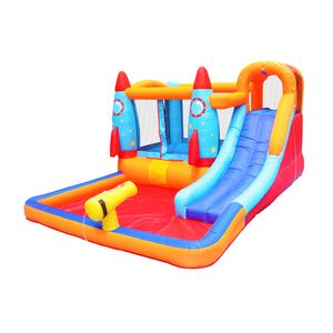 Water Inflatable Playground Bouncer Jumper Small Waterslide Park for Kids Backyard Outdoor Play Fun with Climbing Wall Splash Pool Ball Pit Birthday Rocket Castle