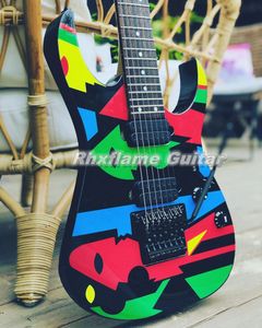 Personalizado 7 cordas JPM Picasso P7 John Petrucci Assinatura Guitarra Elétrica Floyd Rose Tremolo Bridge Whammy Bar Locking Nut Black Hardware