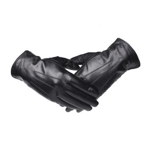 Five Fingers Gloves GOURS Winter Real Leather Gloves Men Black Genuine Goatskin Gloves Fleece Lined Warm Fashion Driving Mittens Arrival GSM043 231115