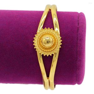 Bangle Bangle Can Open Bracelet African Jewelry Gold Color Dubai India Women Design Ethiopian Bracelet Jewelry Party Gift High Quality 2024