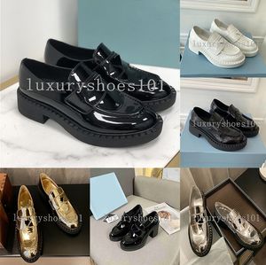 Desinger Monolit Loafers Kadınlar Sıradan Ayakkabı Siyah Deri Ayakkabı Artırma Platformu Bulutbust Klasik Patent Mat Eğitmenleri Kutu