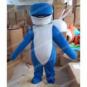 Adult Size Blue Whale Mascot Costumes Halloween Cartoon Character Outfit Suit Xmas Outdoor Party Outfit Unisex Promotional Advertising Clothings