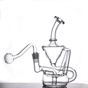 Portátil Recycler Oil Burner Bong Dab Rig Wax Water Bong Heady Klein Recycler Bongs Bubbler Cyclone Smoking Pipe com Masculino Glass Oil Burner Pipe Mais Barato