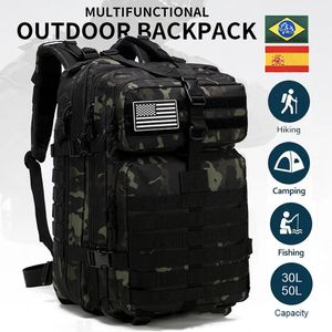 Sacos ao ar livre 30L50L 3P Mochila Tática para Homens Mulheres Camping Caça Acessórios Militar Camuflagem Assalto Saco Exército Molle Mochilas 231114