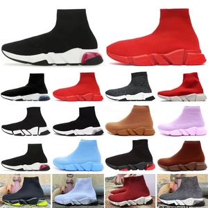 Sock Shoes Men Designer 2024 Women Graffiti Speed Runner Flat Knit Boots Ankle Platform Triple Black White S Red Beige Casual