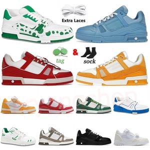 Designer Virgil Trainer Lves Sneaker Denim Monograms skor präglade vit signatur Kvinnor gummi denim läder herr tränare sneakers storlek 36-45