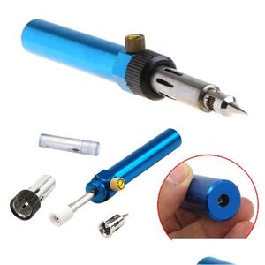 Soldering Irons & Stations Wholesale New Blue Cordless Welding Pen Burner Butane Gas Blow Torch Soldering Solder Iron Gun H210819 Drop Dh013