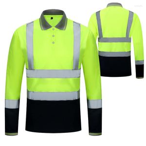 Magliette da uomo Camicia a maniche lunghe da lavoro di sicurezza ad alta visibilità per uomo Costruzione da lavoro riflettente bicolore