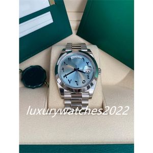 Luxury Watch 40mm Arab Dial V5 Automatisk rörelse Ice Blue Dial Hela rostfritt stål Bezel Sappire Glass Mens Stylish Watches