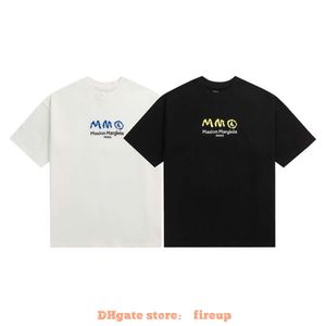 Tasarımcı Moda Giyim Erkekler Tees Tshirt Majira Yaz Yeni Mektup Nakış Kısa Kollu Kadınlar MM6 BR Çok Çift Çift Elbise Saf Pamuk Gevşek Yarım T-Shirt