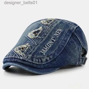 Berretti 2023 di alta qualità genitore-figlio Denim Newsboy Cap Boy Girl puro cotone cappello da sole Kid Ivy Caps uomo donna piccola taglia berretti 52-56cmL231115