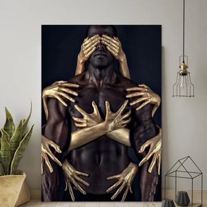 Paintings Black Gold Figures Embrace Abstract Art Canvas Painting Wall Pictures Posters and Prints for Living Room Home Decoration Mural 231114