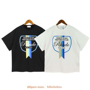 Tasarımcı Moda Giyim Tshirt Lüks Erkek Günlük Tees Rhude 2023 Yaz Yeni Marka Gevşek Kısa Kollu T-Shirt Mektup Baskı Üst UNISEX