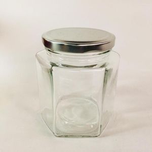 Storage Bottles ! Bulk 12PC 400ml Glass Hexagon Jam &Honey Jars With Gold/Silver Lids USD49.80/lots