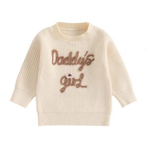 Pullover baby flicka överdimensionerad pappas tjej tröja långärmad stickad chunky tröja pullover topp hösten vinterkläder 231115