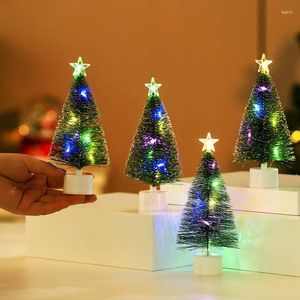 Christmas Decorations Mini Tree Led Lights Artificial Snow Simulation Frost Pine Desktop Decorative Ornaments Decoration Gift