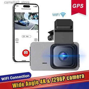 カーDVRS CAR DVR WIFI GPS G-Sensor IPS 4K 1296pデュアルレンズ登録者Dashcam車両カメラビデオレコーダー24時間駐車場モニターQ231115