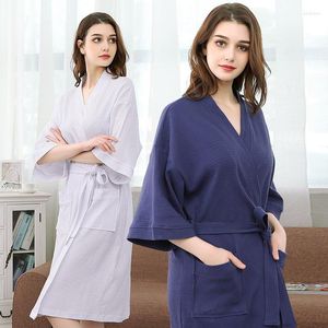 Mulheres do sono feminino Cotton Suck Sweat Towel Bath Robe Sexy Femme Waffle Kimono Bathrobe Spa El Men Men Damada de Brides