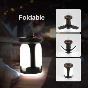 Camping Lantern 4500mAh Solar LED Camping Lantern High Power Rechargeable Emergency Bulb Power Bank Foldable 6 Light Modes for Camping Fishing Q231116