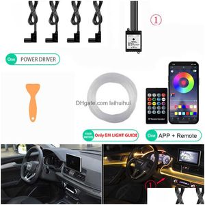 Dekorativa lampor Sign LED CAR Interiör Ambient RGB Fiber Optic Lighting Kit med App Music Control Neon Atmosphere Lamps remsor Dro DHWQL