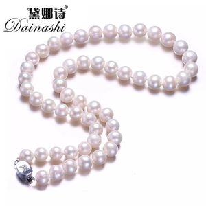 Colares de pingente Dainashi 100% Natural Freshwate Pearl Colar AA Grau 8-9mm Branco Perto Colar de Jóias Redondo com Fivela Borboleta 231115