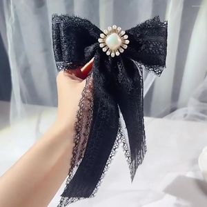 Bow Ties College Style Lace Tie Brooch Fashion Korean Women's Shirt Dress Pearl Collar Flower Brooches Pins Wholesale Gift For Women