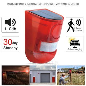 Andra sportvaror Solenergi -infraröd rörelsessensordetektor Siren Strobe Alarm System Waterproof 110dB Loud For Home Yard Outdoor Security 231114