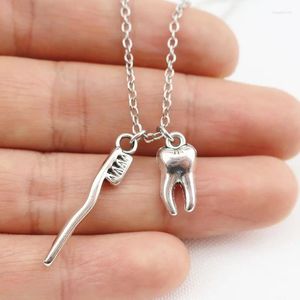 Pendant Necklaces Alloy Dentist Tooth Brush Dental Hygienist Toothpaste Choker Women Bijoux Gift Jewelry Accessories