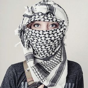 Scarves Military Arab Keffiyeh Shemagh Scarf Cotton Winter Shawl Neck Warmer Cover Head Wrap Windproof Tactical Camping Scarf Men Women 231114