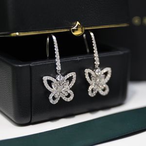 GRAFE Designer-Ohrringe für Damen, vergoldet, 18 Karat, Schmetterlings-Volldiamant-Ohrringe, 925er Silber, offizielle Reproduktionen, Markendesigner-Geschenk für Freundin 014