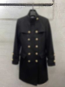女性用ジャケットデザイナーバルダブル胸肉カシミアコート冬の新しいスタイルスリムフィットスタンディングカラー長い黒ウールS3y9