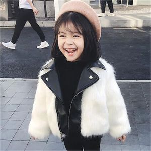 Cappotto di pelliccia di volpe sintetica di nuova moda Abbigliamento per bambini Giacche per ragazzi 2024 Autunno Inverno Moto Tendenza Giacche Cappotti per ragazze