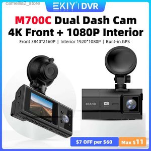 CAR DVR EKIY M700C 4K DASH CAM 2160P 142FOV CAR DASHCAM CAMALE Inbyggd GPS DVR-inspelare 24 timmar Parkering Monitor WiFi App 1080p Interiör Cam Q231115