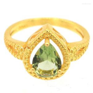 Cluster Rings 20x14mm Lovely Cute 3.3g Green Amethyst Daily Wear 14k Gold Silver Wholesale Drop