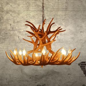Żyrandole nowoczesne poroża żywicy LED salon w jadalni lampy industrialne lampy dekoracyjne retro el bar lamowe