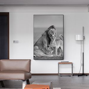 Canvas Painting Modern Animals Lion In The Dark African Lion Poster and Print Wall Art Picture for Living Room Home Decor Cuadro NO FRAME